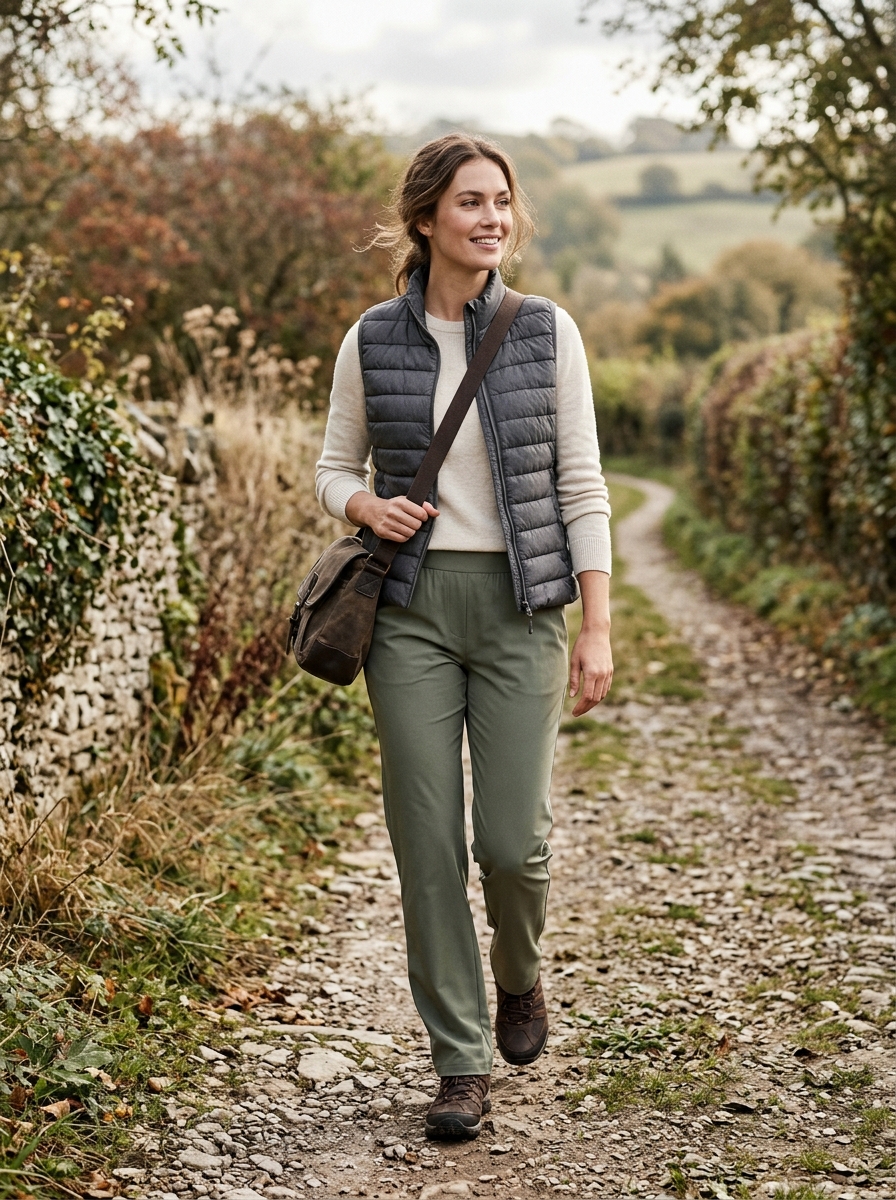 Pull-On Pants With a Quilted Vest