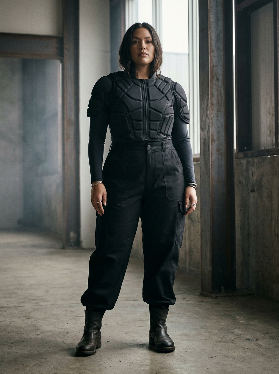 Quilted Armor Vest With Black Boiler Pants