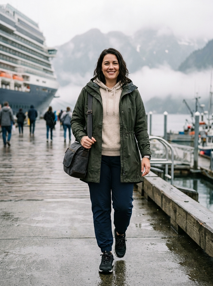 Rain Jacket With Hoodie and Stretch Travel Pants