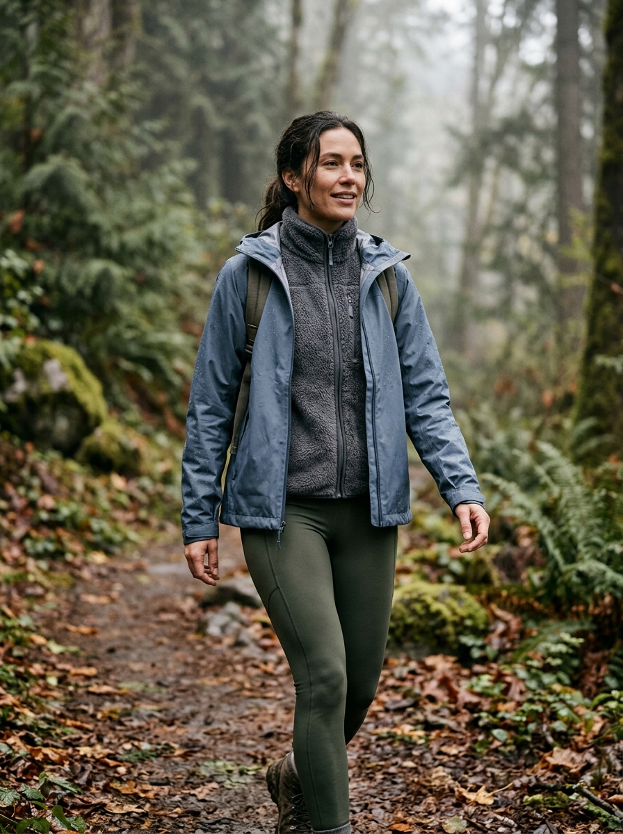 Rain Shell With Fleece Vest and Trail Leggings