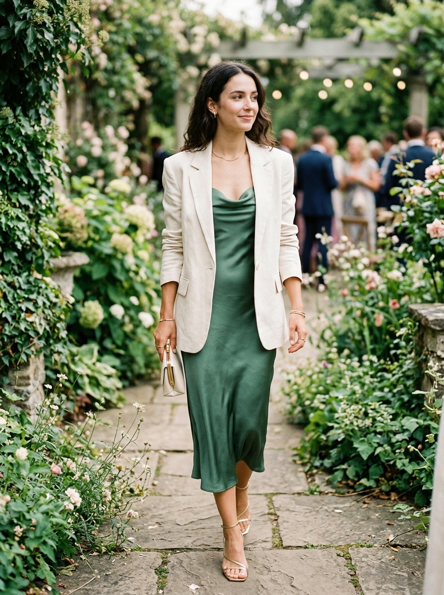 Relaxed Blazer With a Midi Slip Dress