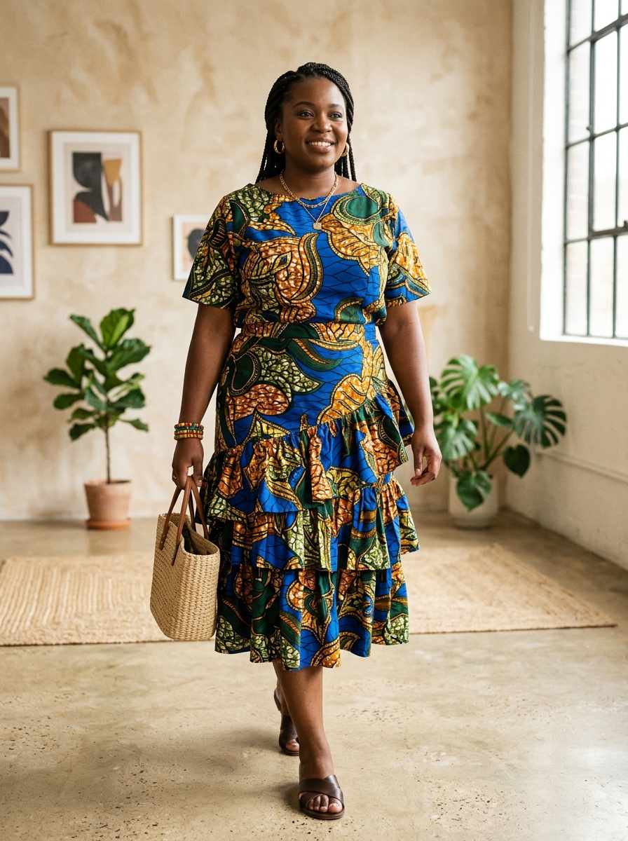 Ruffled Ankara Skirt With Matching Blouse