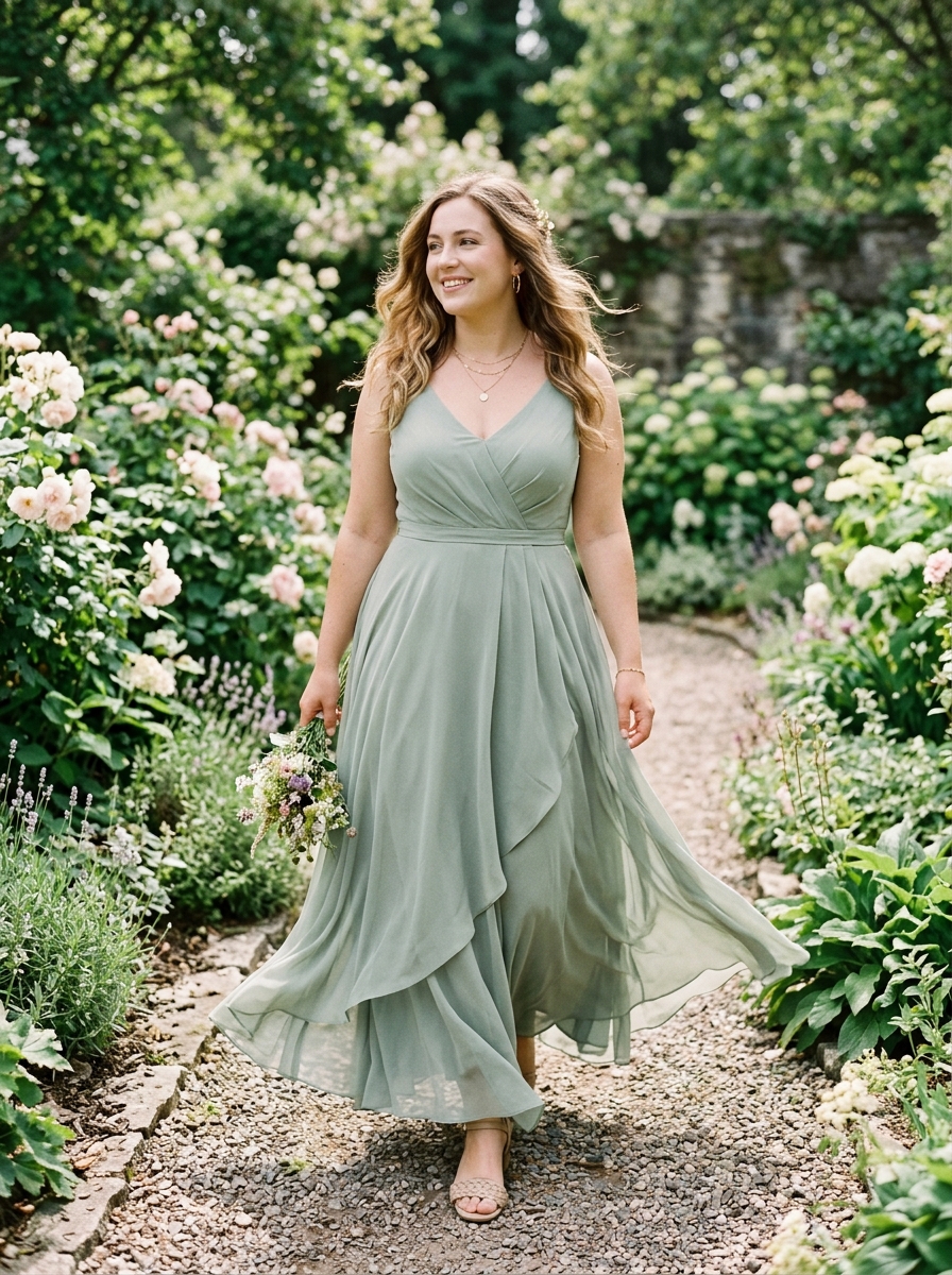 Sage Green Chiffon Maxi Dress