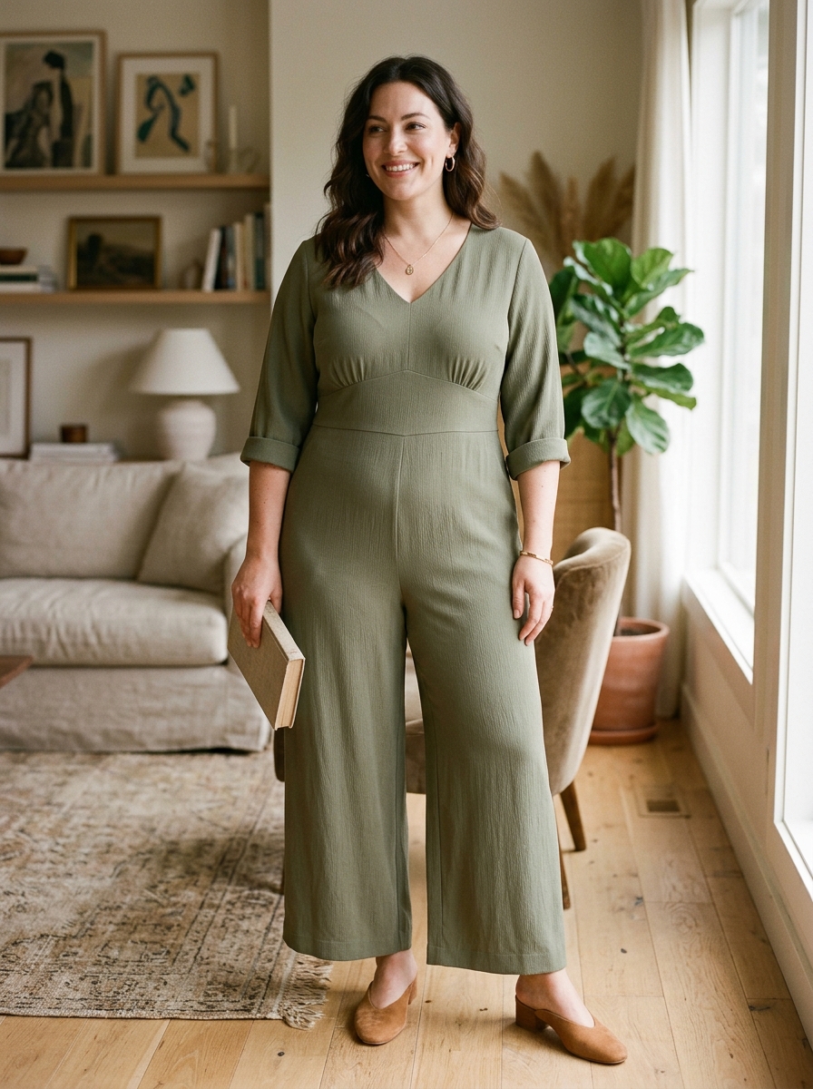 Soft Jumpsuit With a Defined Upper Waist