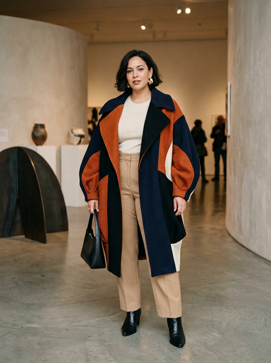 Statement Coat With a Simple Neutral Base