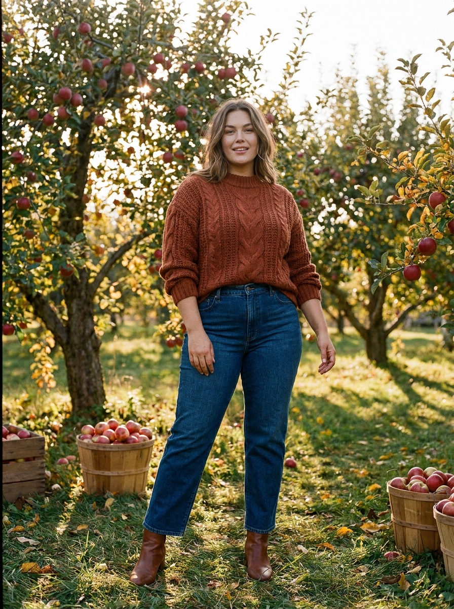 Straight Leg Jeans With a Chunky Knit Sweater
