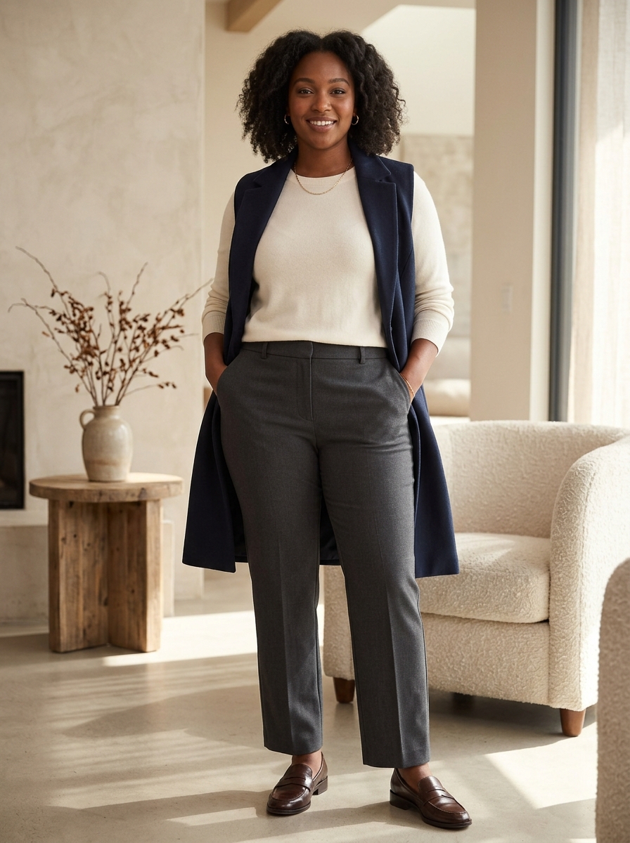 Straight-Leg Trousers With a Longline Vest