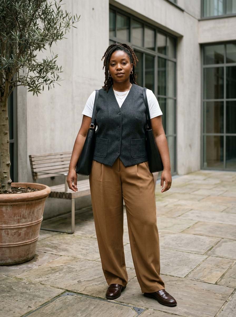 Structured Vest With Loose-Fit Trousers