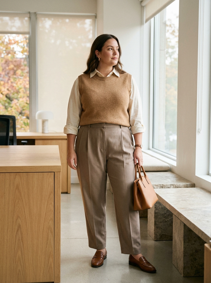 Sweater Vest With Crisp Button-Down Shirt