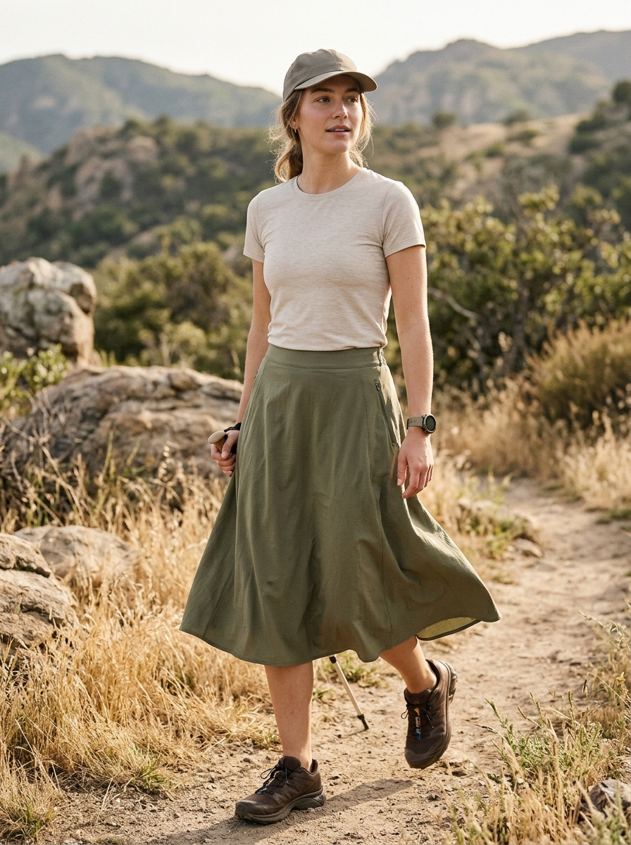 Trekking Skirt With a Moisture-Wicking Top