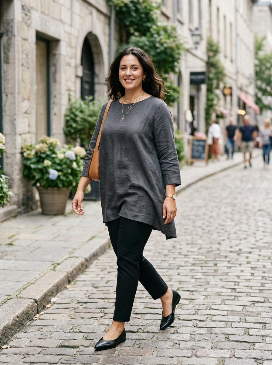 Tunic Top With Slim Ankle Pants