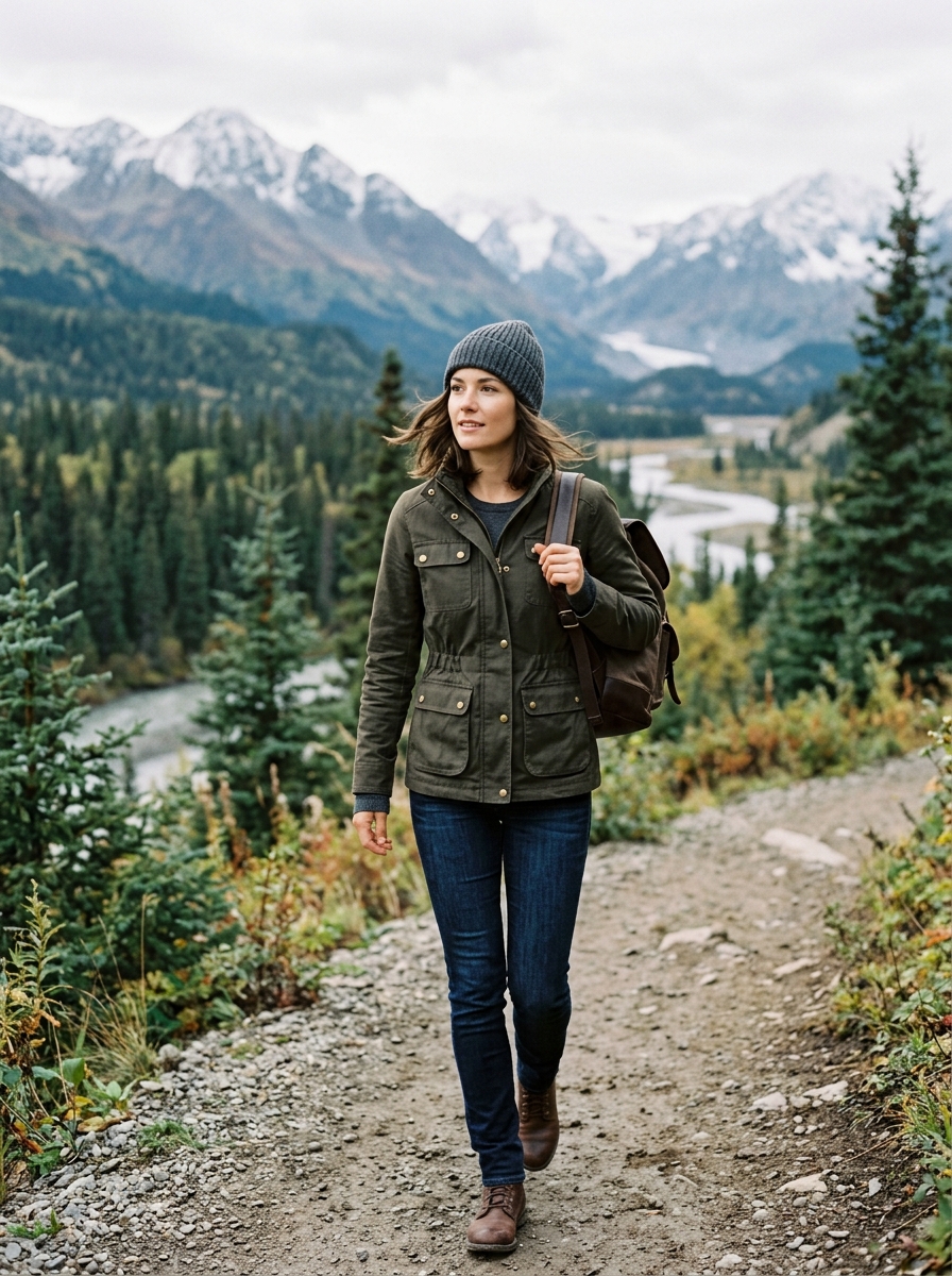 Utility Jacket With Merino Layer and Dark Jeans