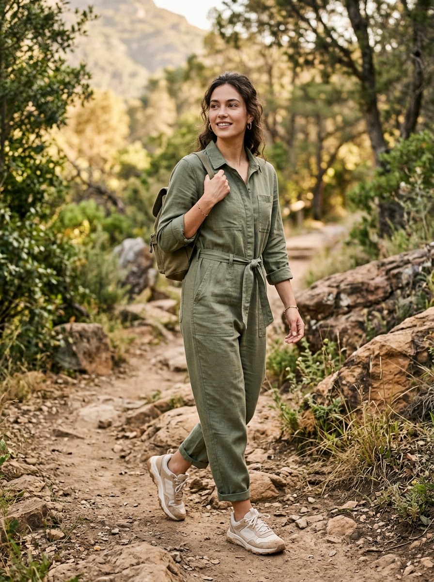Utility Jumpsuit With Supportive Sneakers