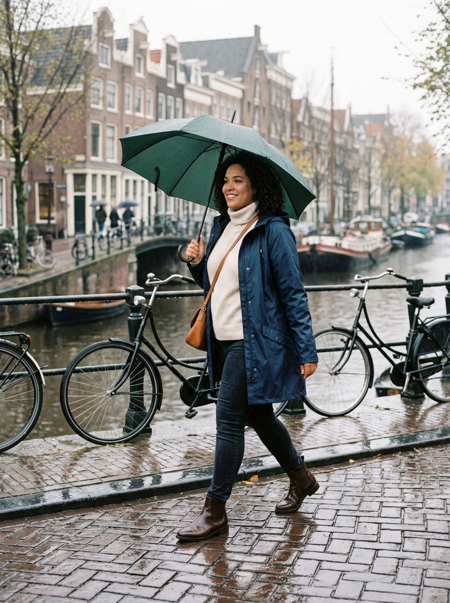 Waterproof Parka With Dark Jeans and Chelsea Boots