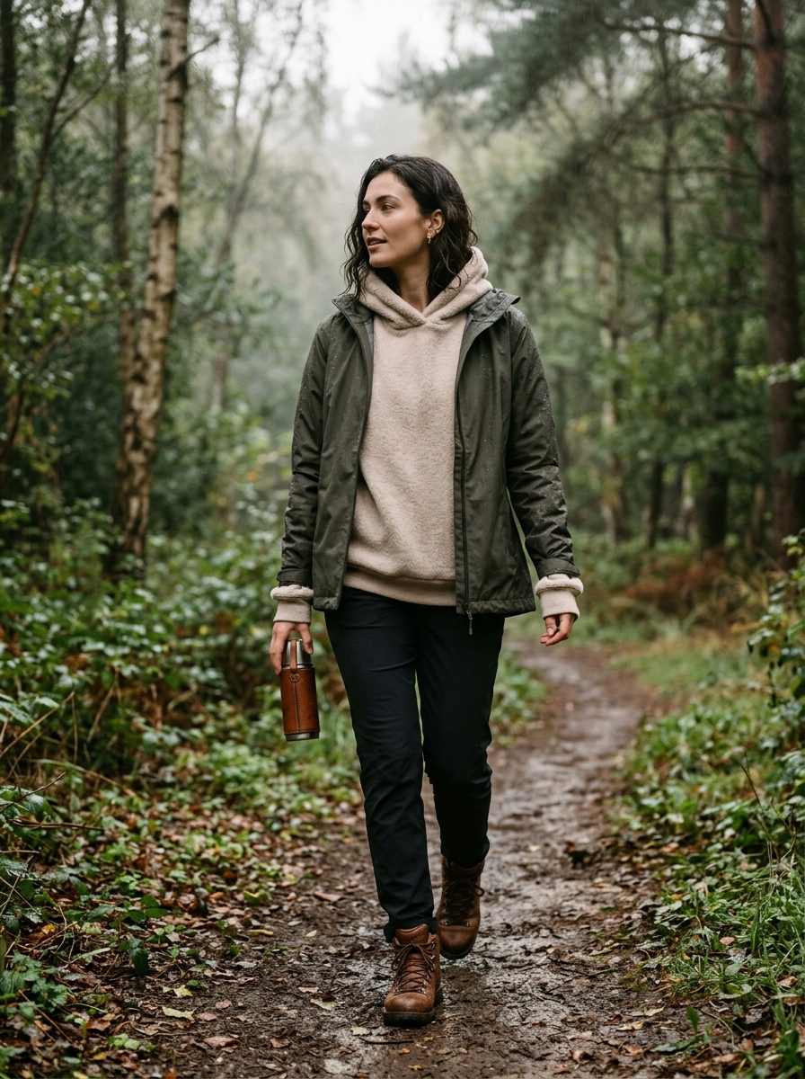 Waterproof Shell Over a Cozy Hoodie