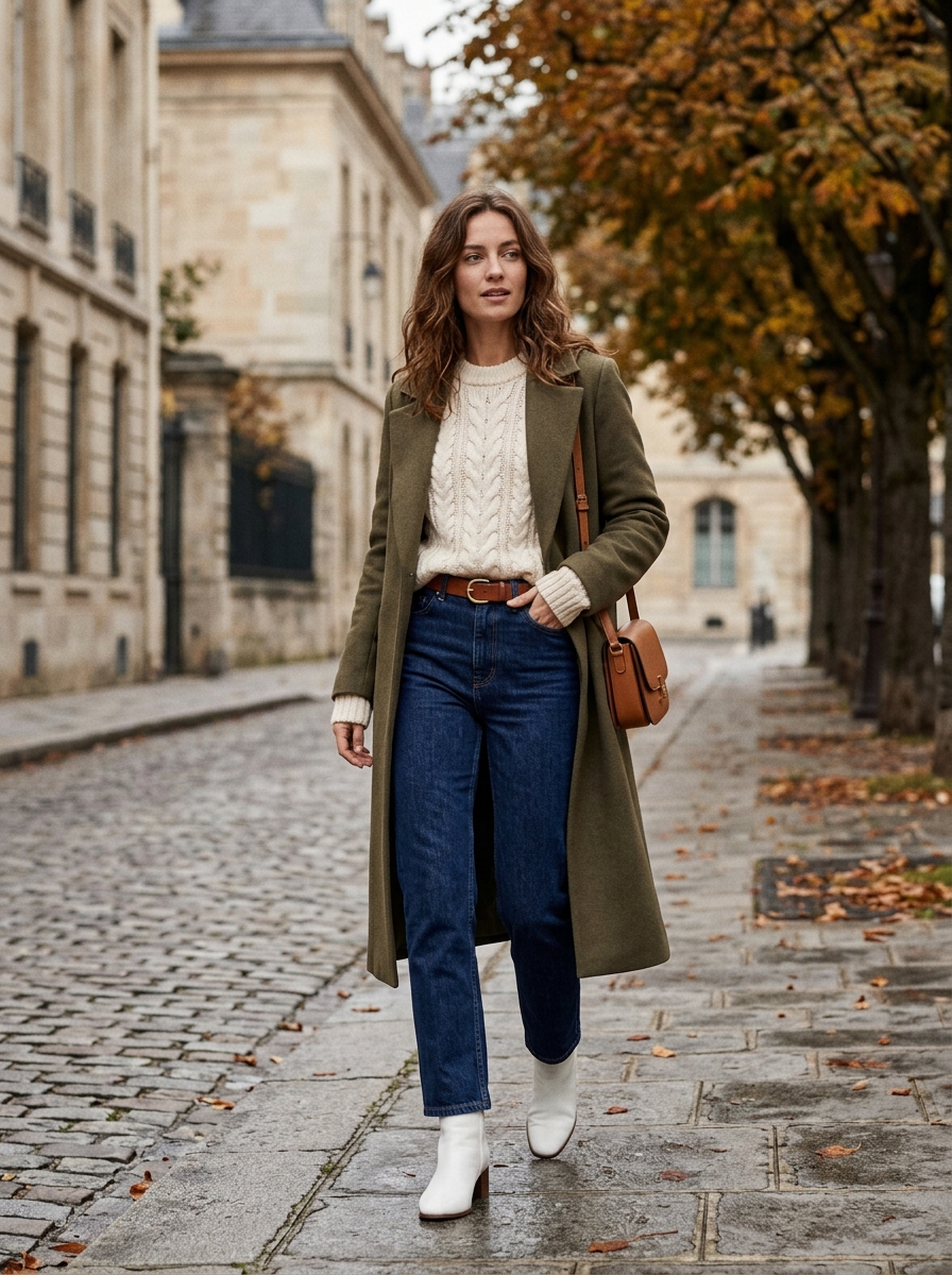 White Ankle Boots With Dark Denim