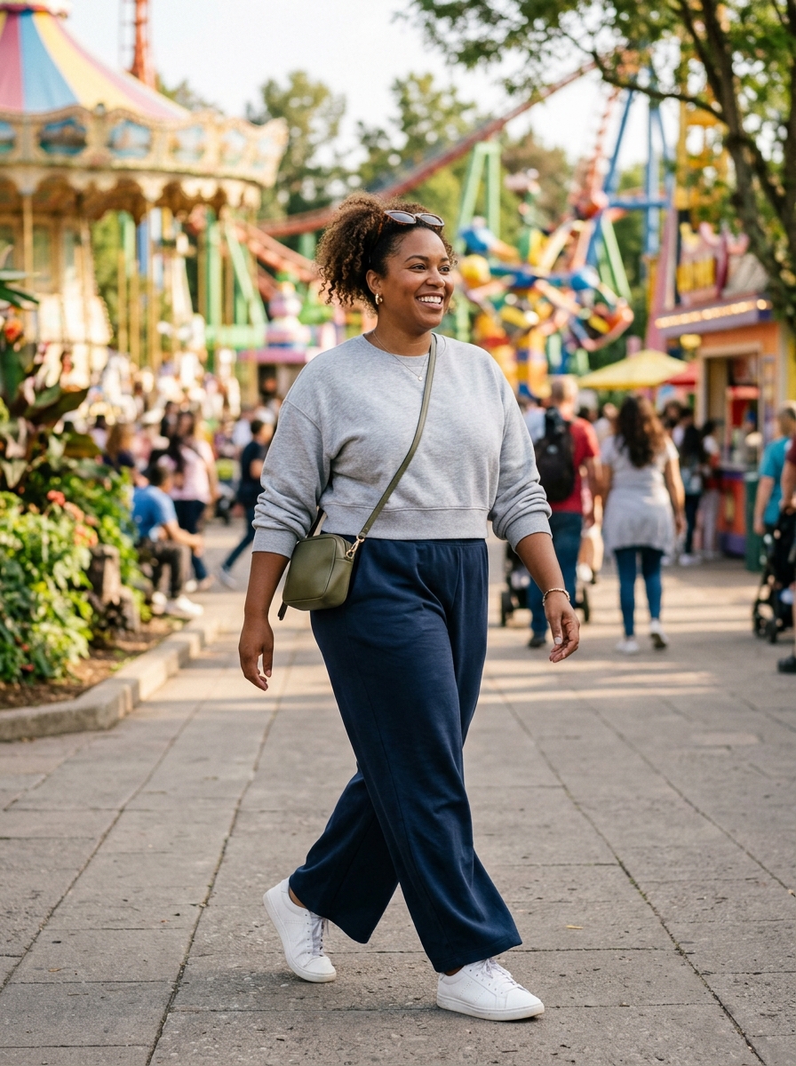 Wide-Leg Joggers With Cropped Sweatshirt
