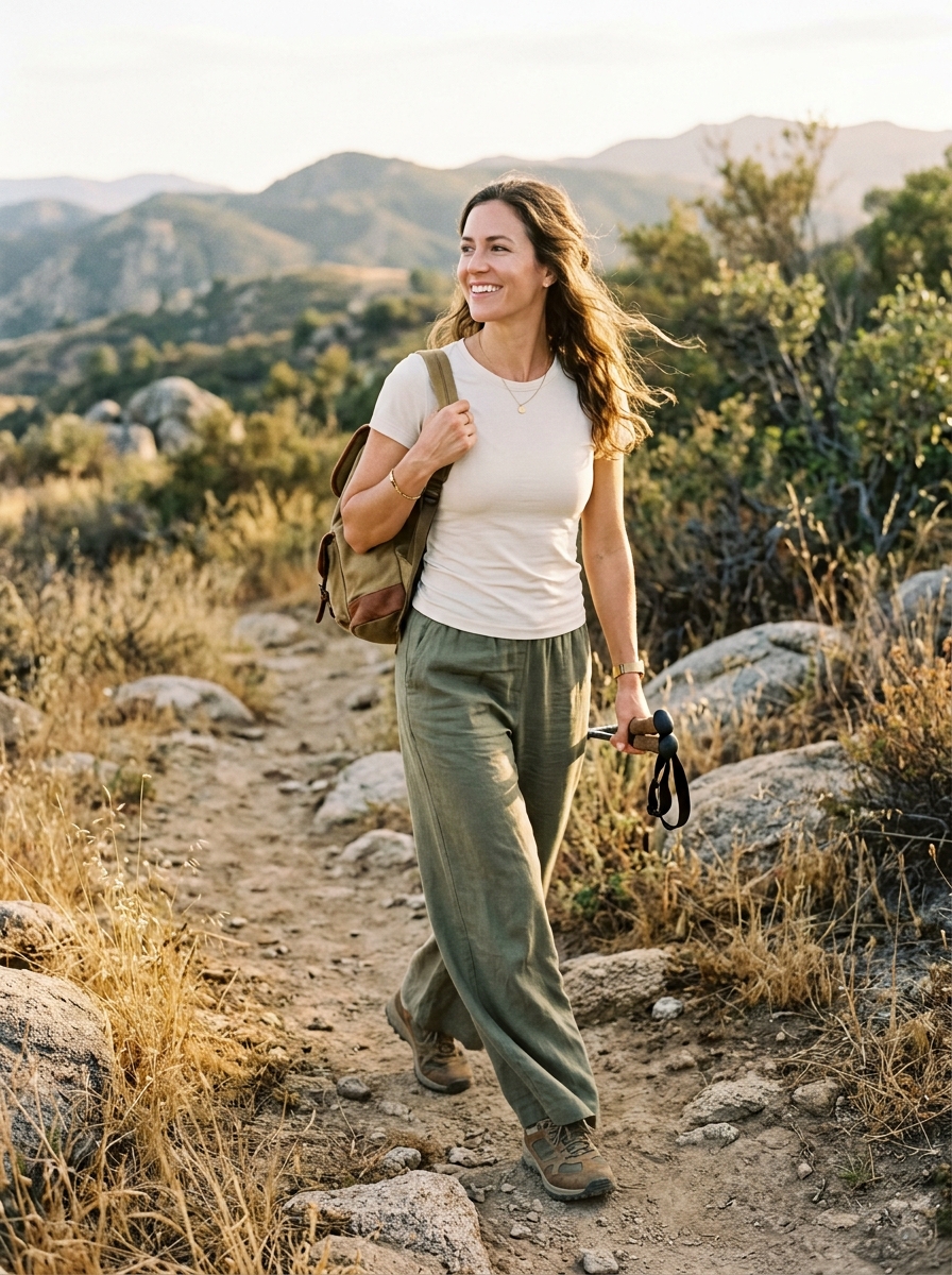 Wide-Leg Pants With a Fitted Adventure Tee