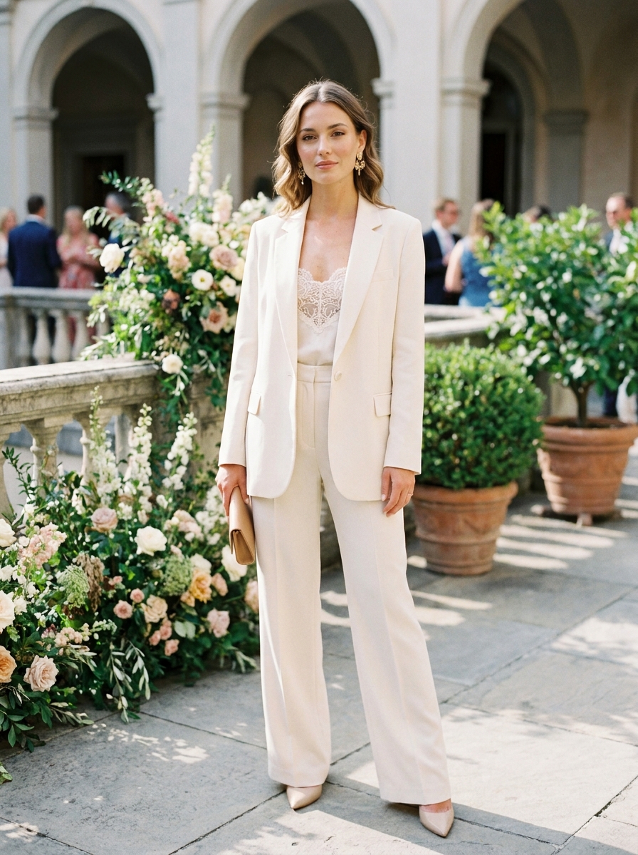 Wide-Leg Suit With A Lace Cami