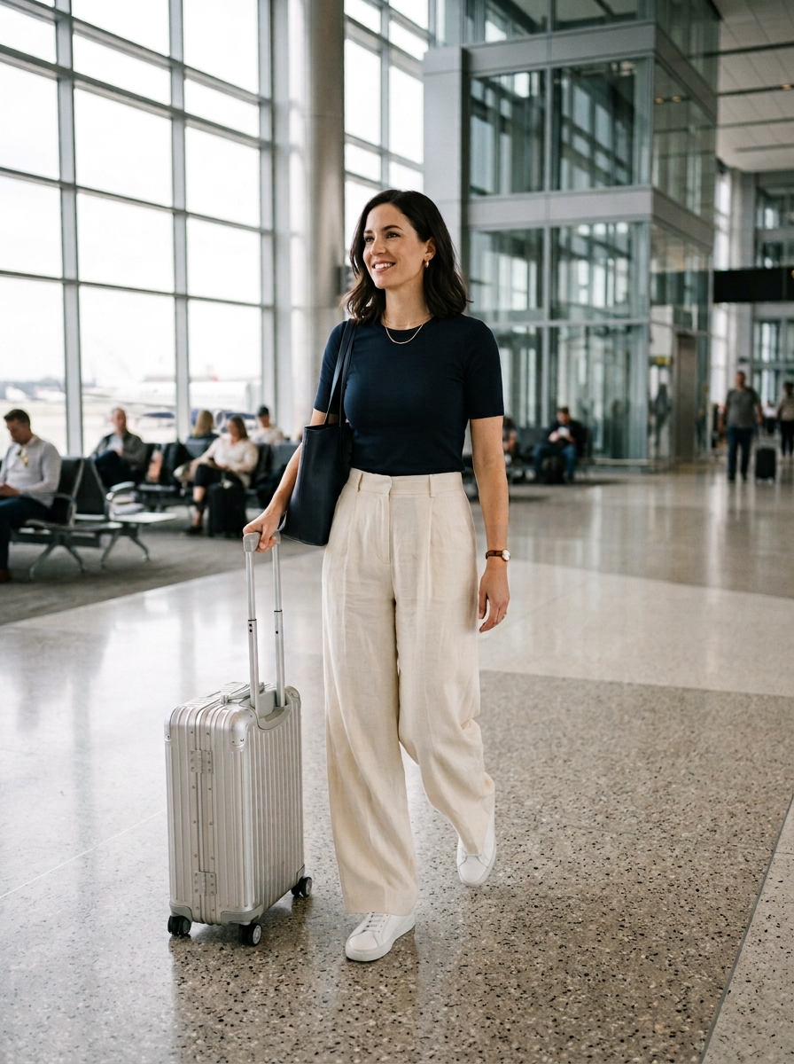 Wide-Leg Trousers With a Fitted Tee