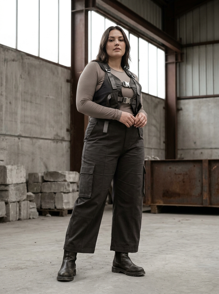 Wide Leg Utility Trousers With Harness Vest