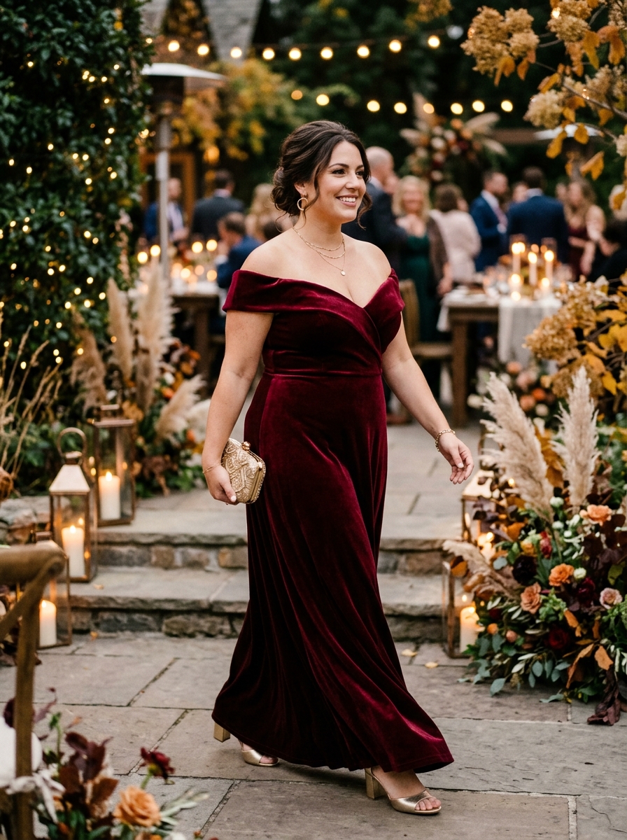 Wine Red Off-Shoulder Maxi Dress