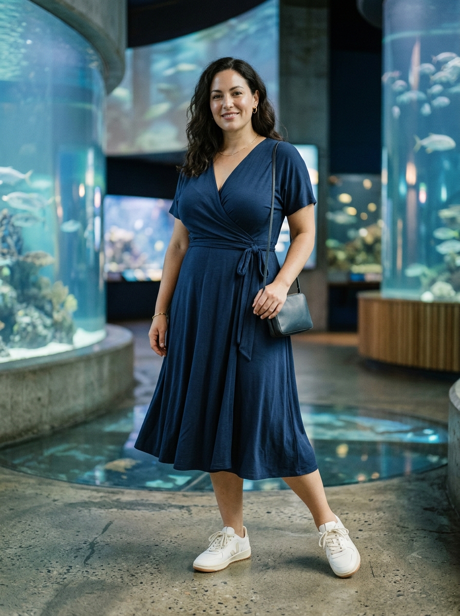 Wrap Dress With Comfortable Sneakers